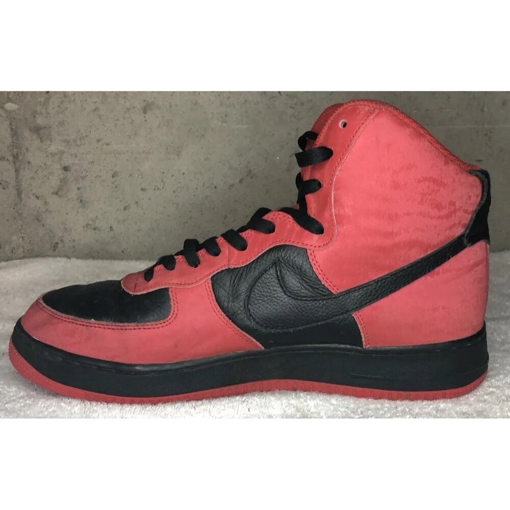 Nike By You Air Force 1 High Red Black Leather Shoes Sneakers DZ3610-900 Size 11 - Picture 5 of 10